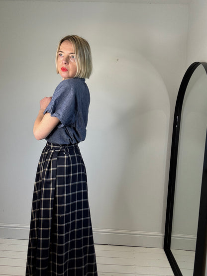 VINTAGE JAEGER check midi skirt