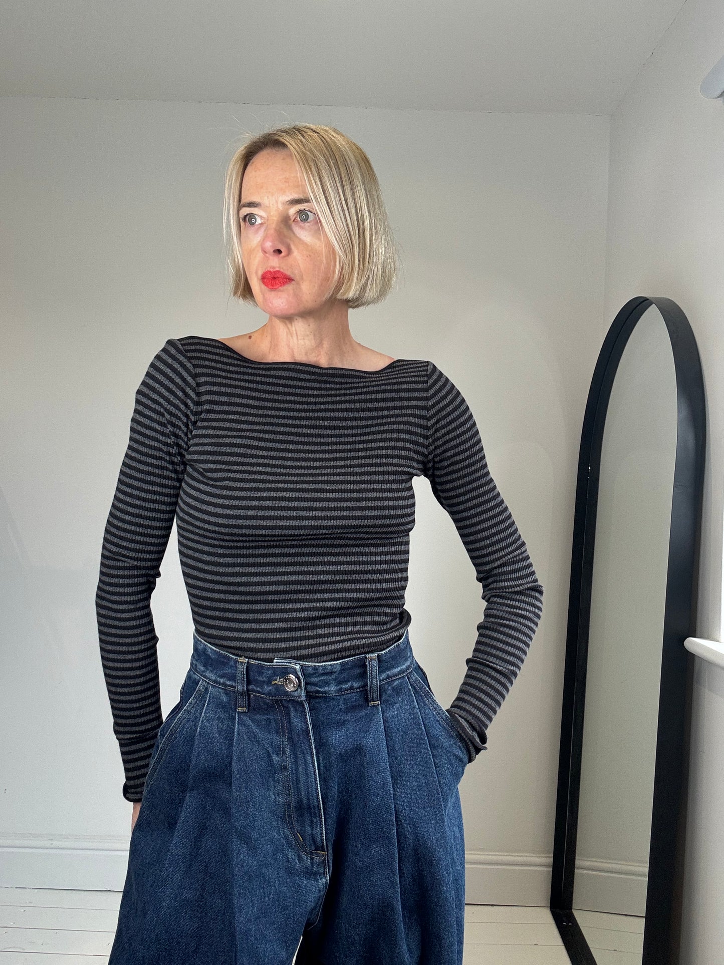 Stripe top with cashmere