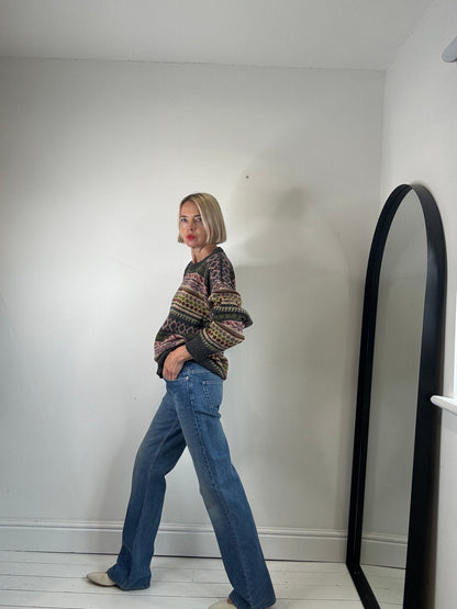 NIBBLED KNIT: Patterned vintage crew