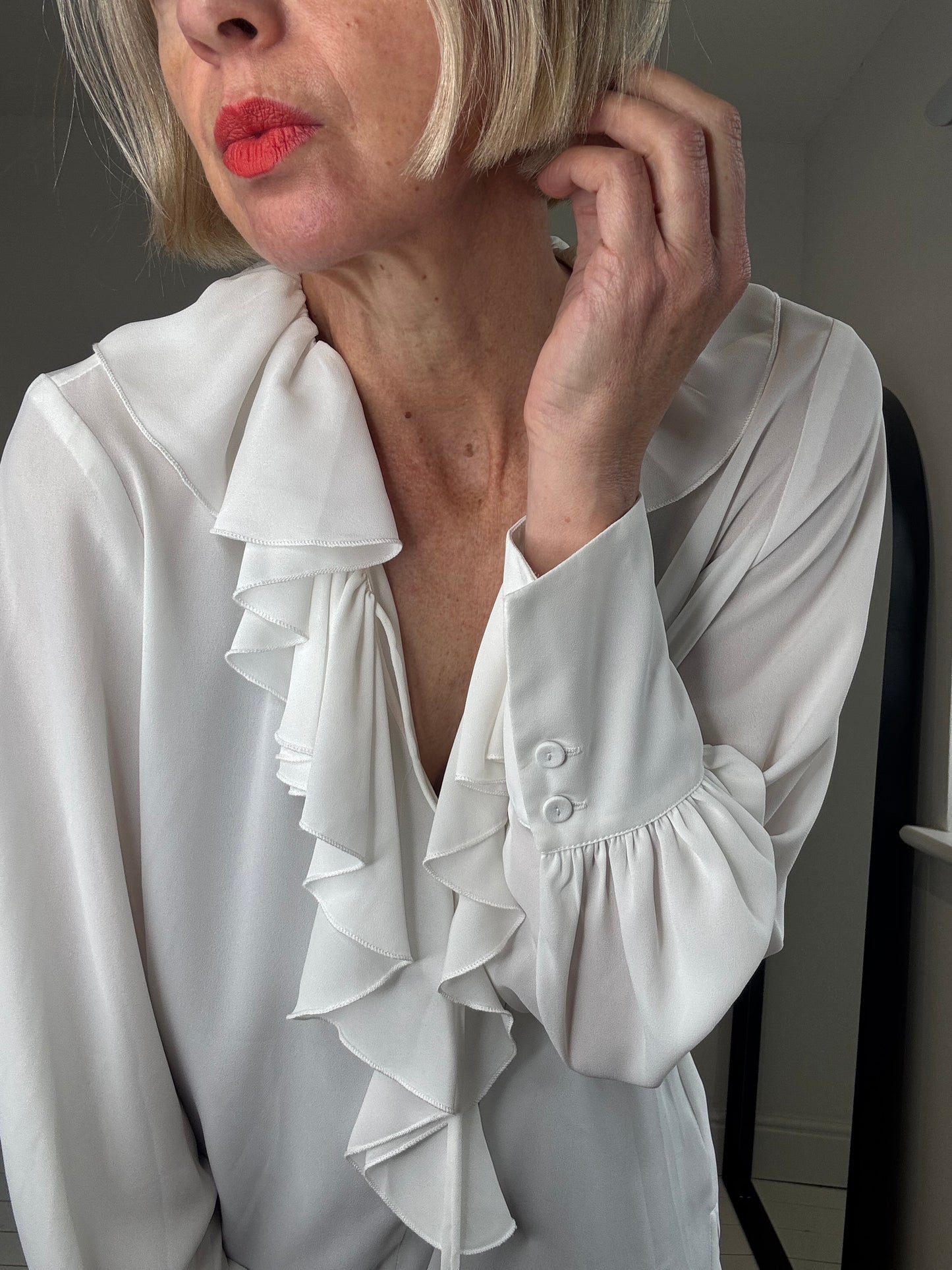 Ruffle tie blouse