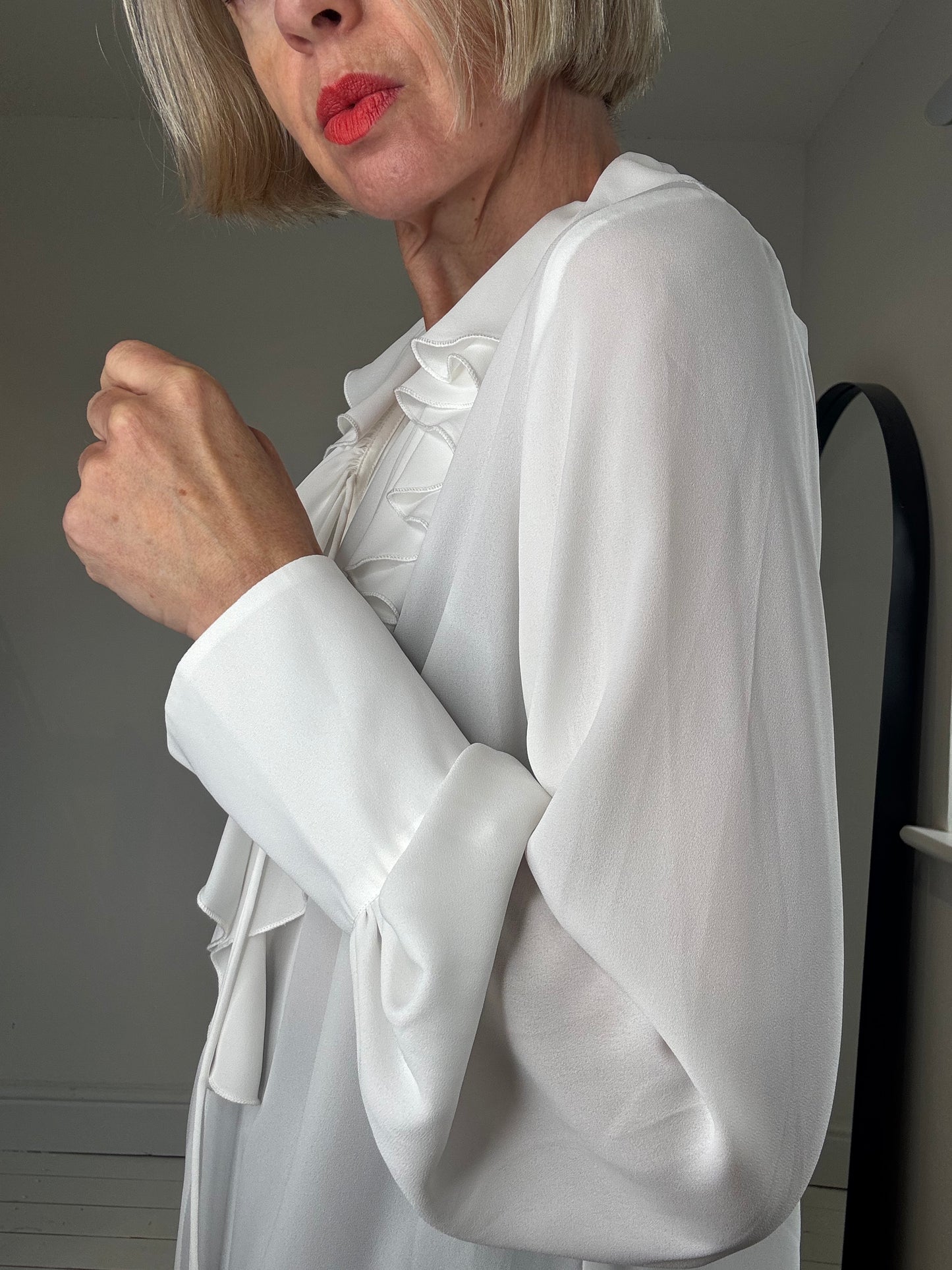 Ruffle tie blouse