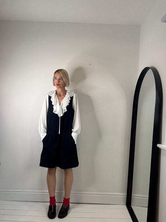 Denim v shift dress