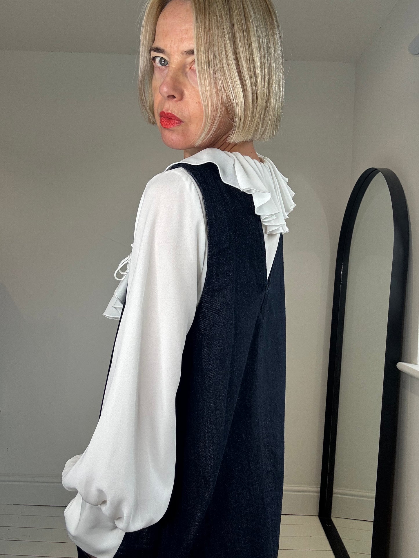 Denim v shift dress