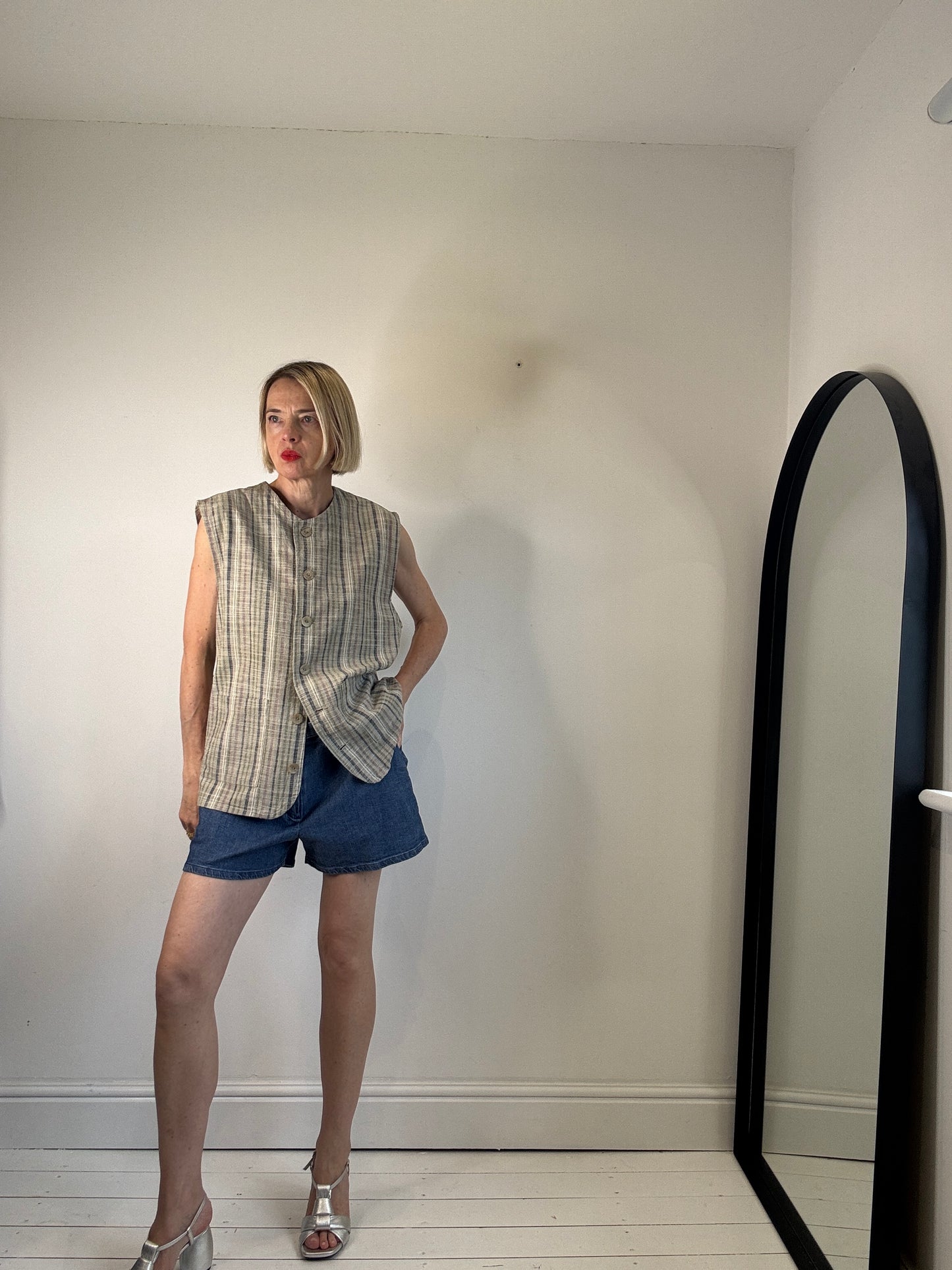 VINTAGE stripe button front