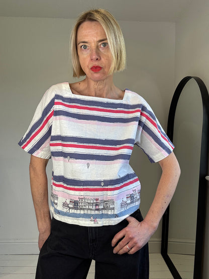 vintage Laura Ashley nautical square neck women's top preloved ladies the curatory