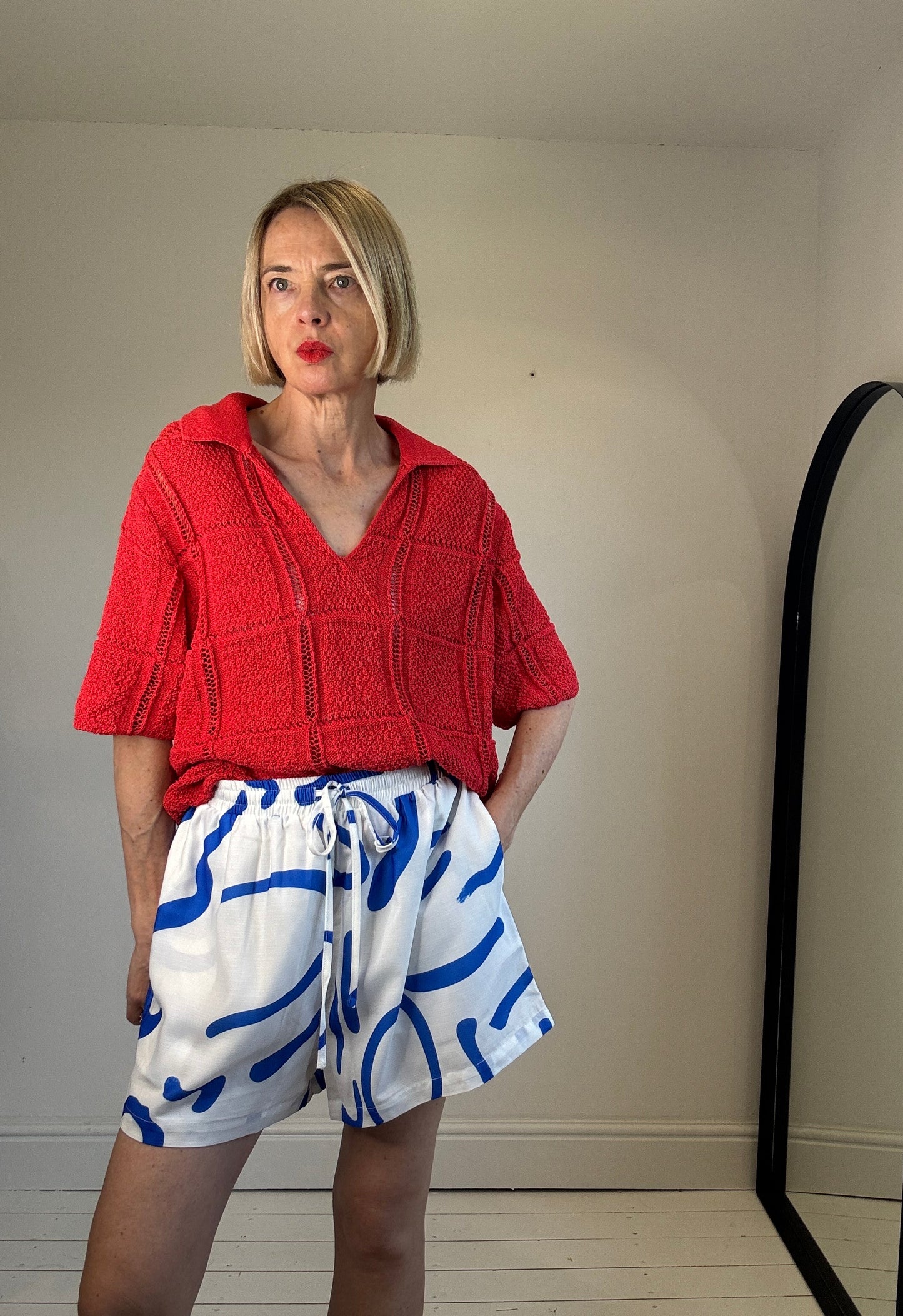 women's shorts printed preloved elasticated waist size 14 shop secondhand
