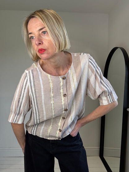 Stripe lurex linen tee