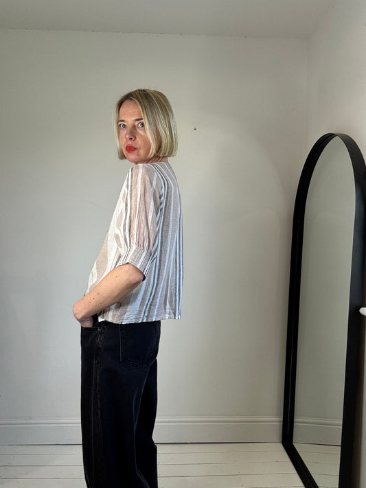 Stripe lurex linen tee