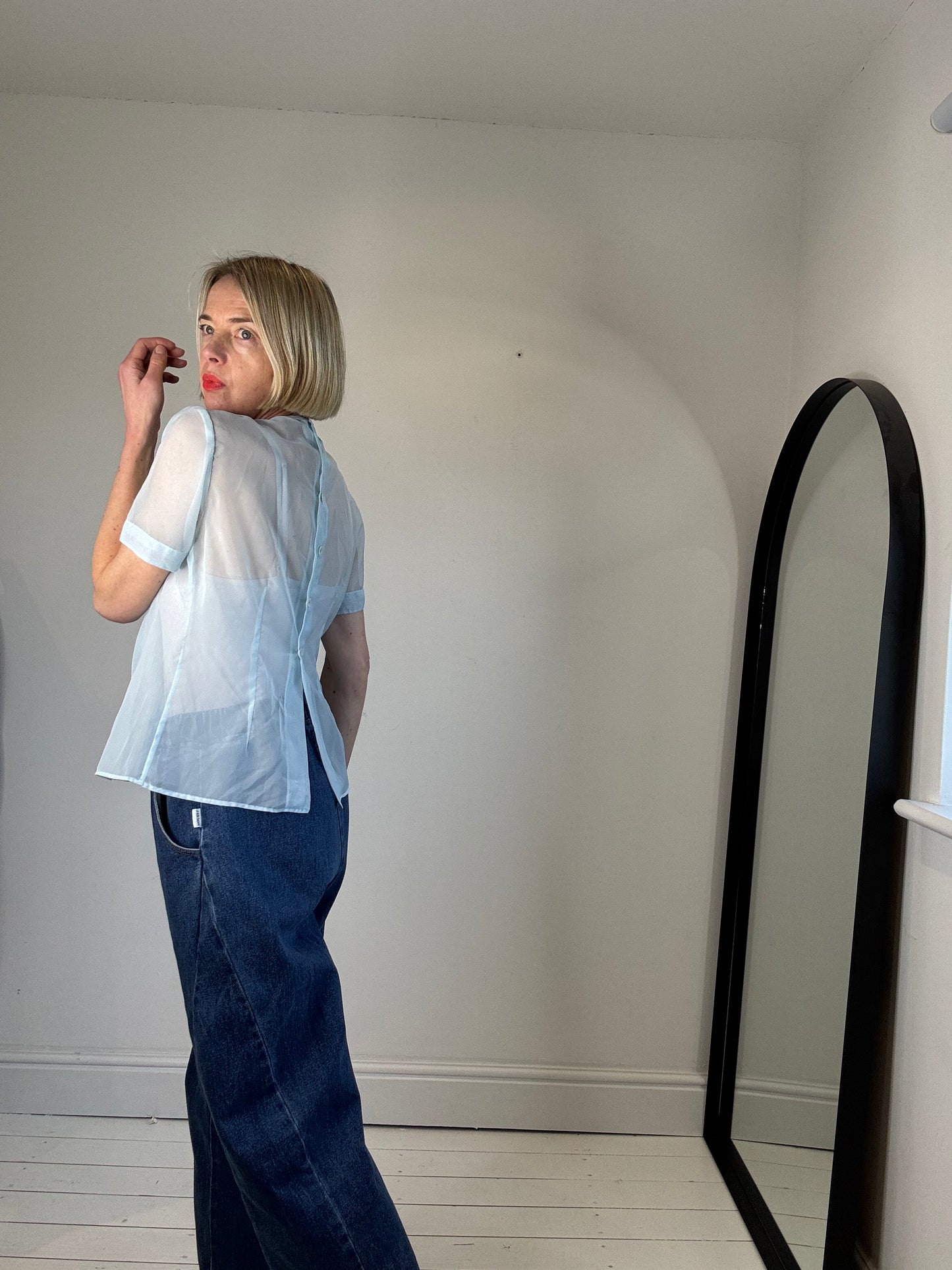 VINTAGE pretty blue blouse