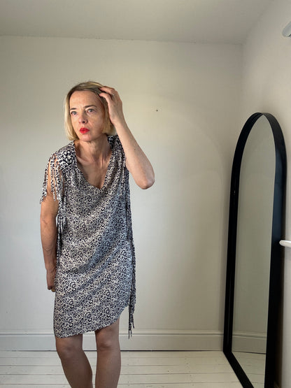 MAJE silk tassel dress
