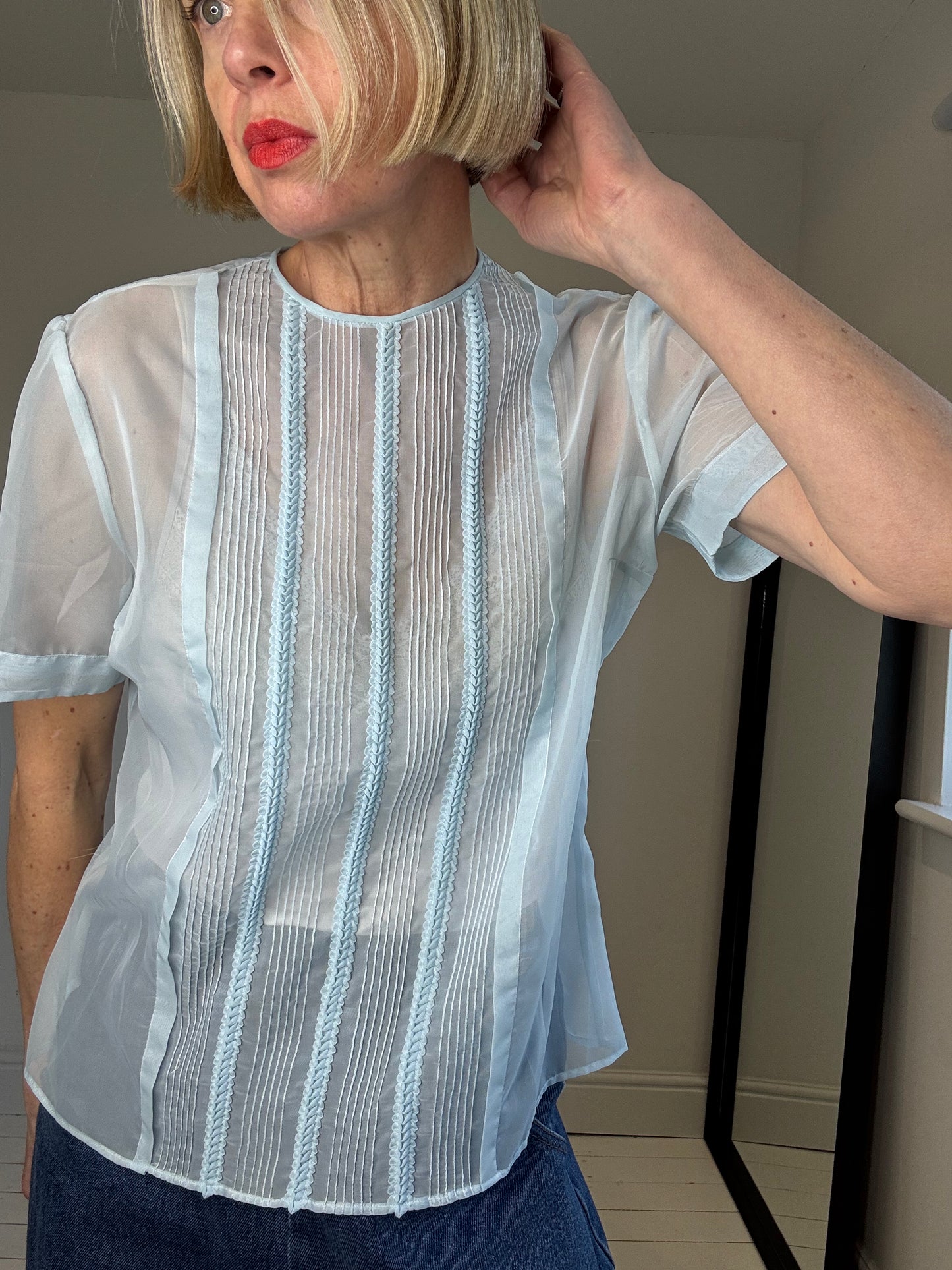 VINTAGE pretty blue blouse