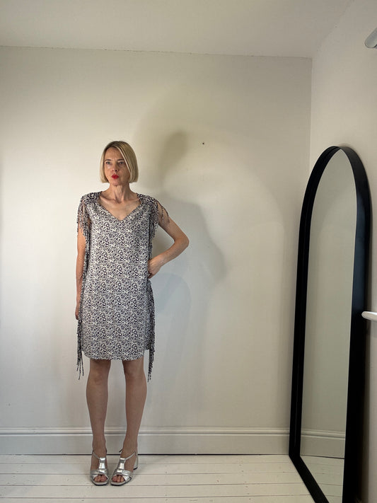 MAJE silk tassel dress
