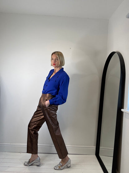 Bronze faux leather jogger