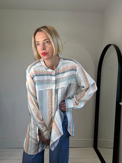 variegated stripe linen shirt
