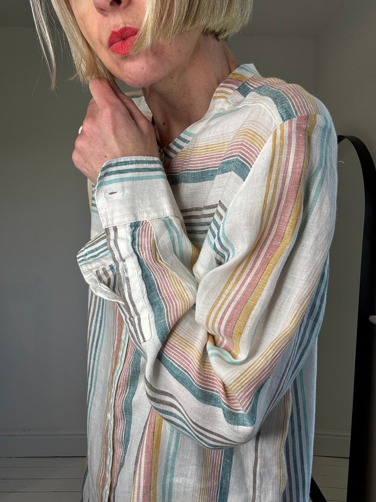 variegated stripe linen shirt