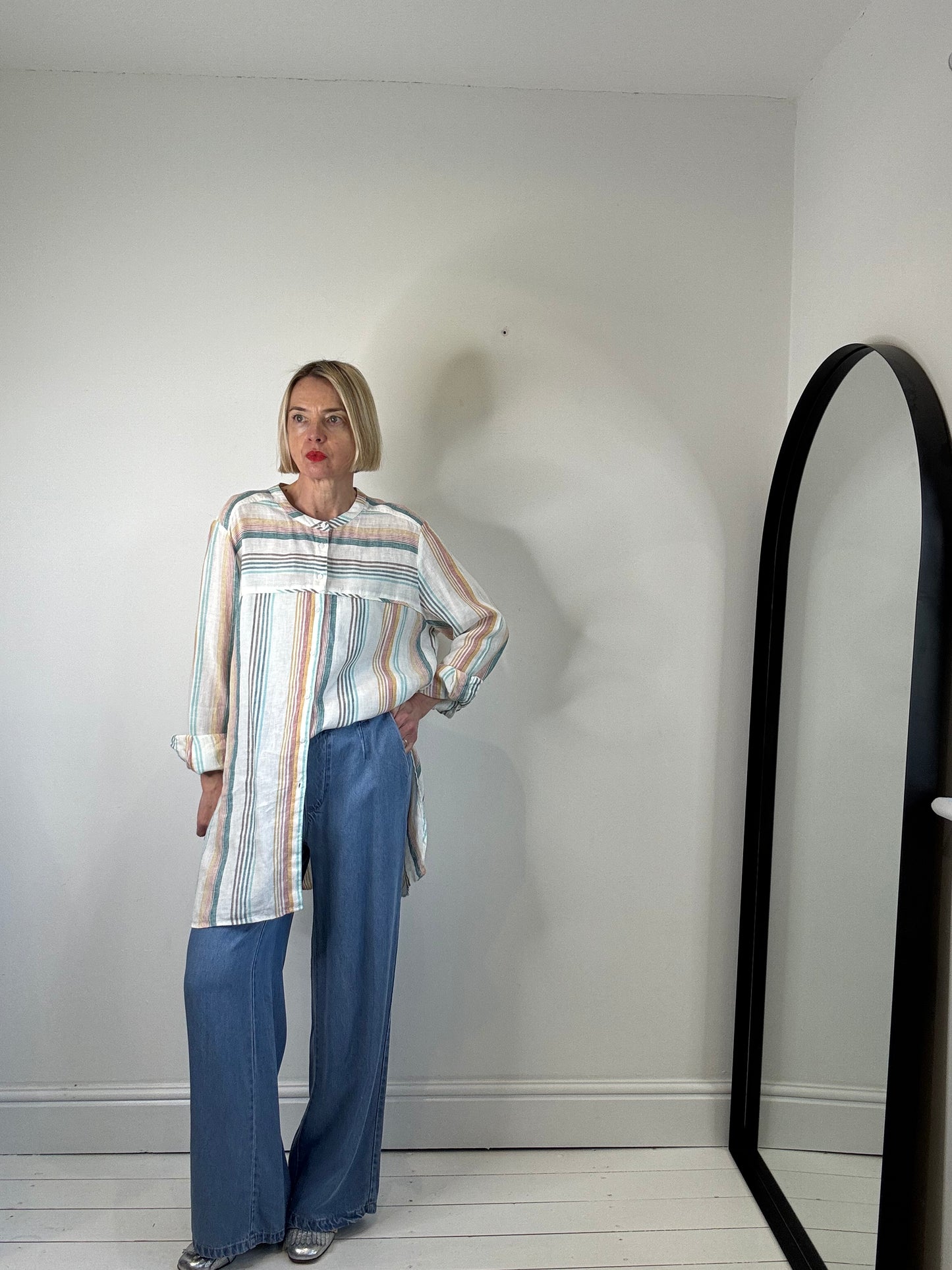variegated stripe linen shirt