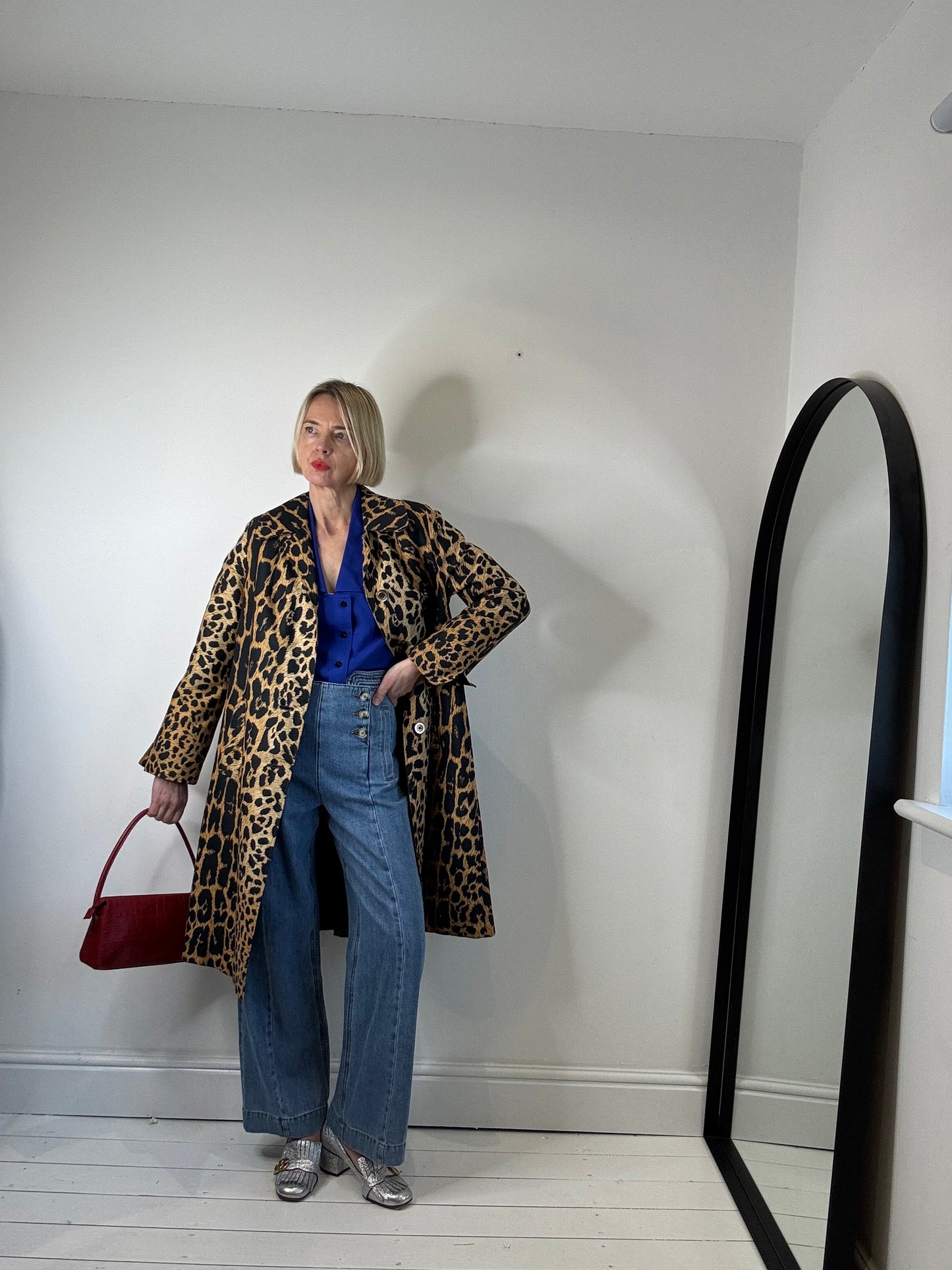 leopard print animal coat mac vintage harrods women's 1970's fashion style