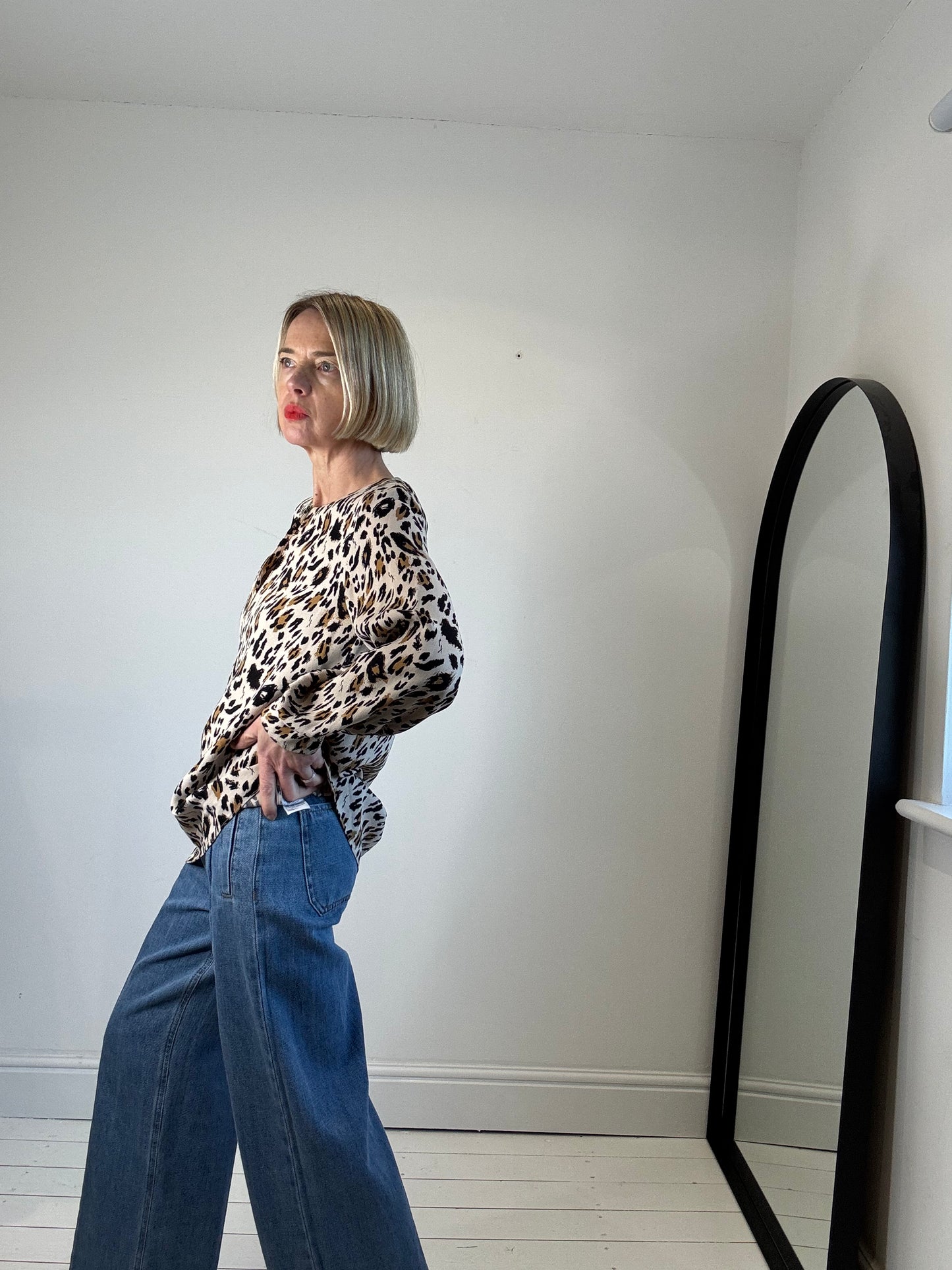 Leopard print crepe blouse