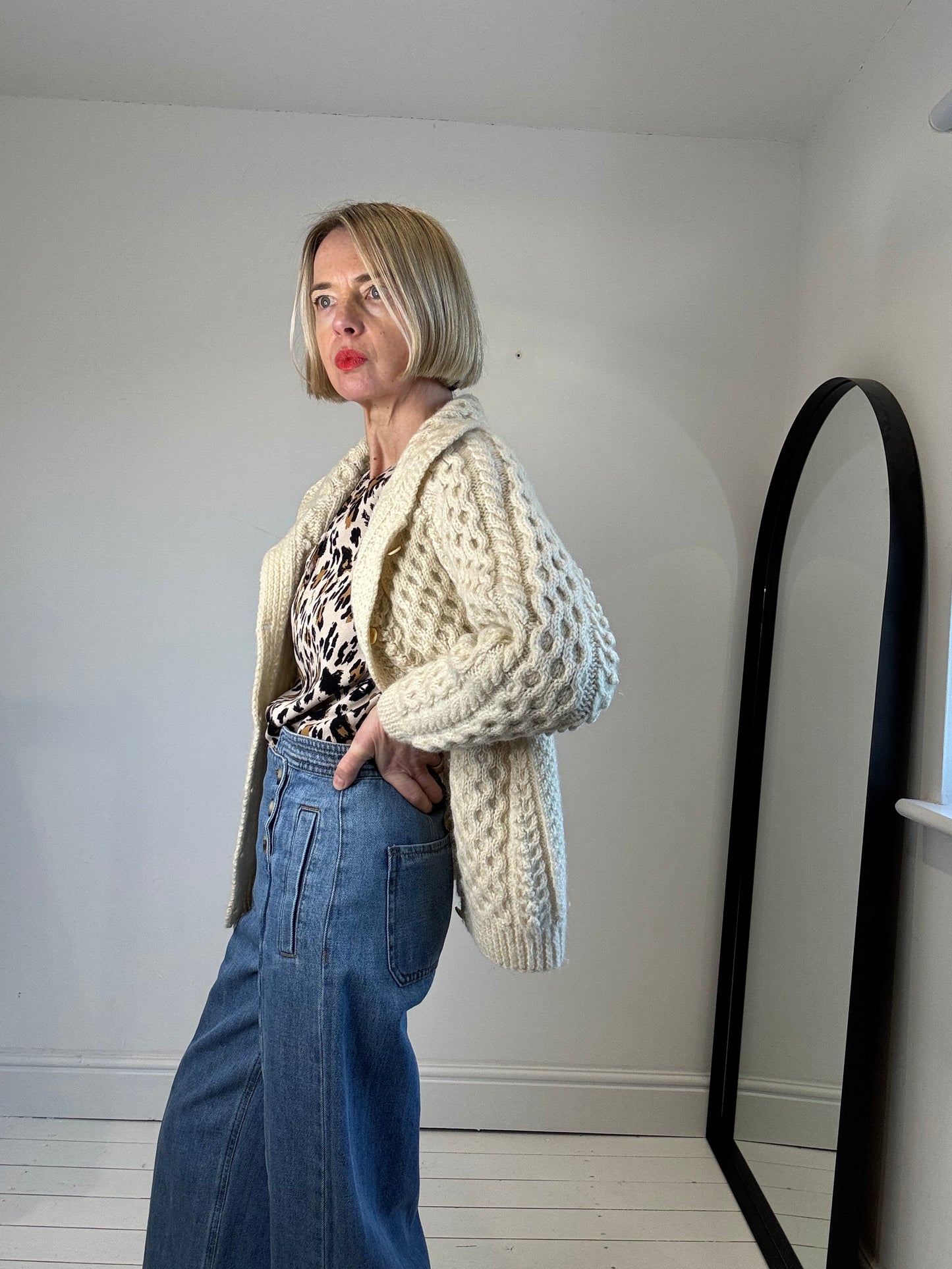 Leopard print crepe blouse