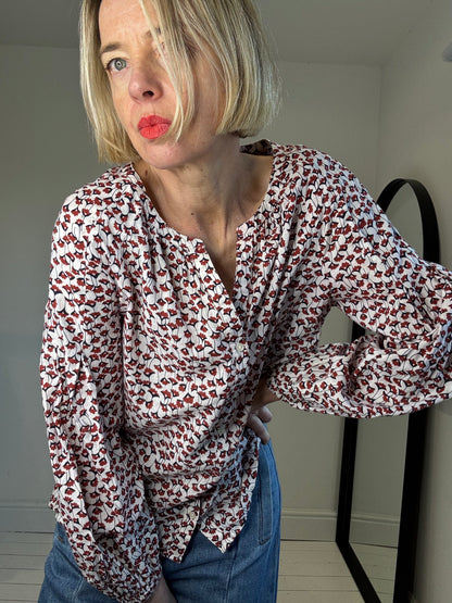Printed smock blouse