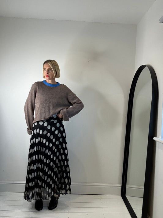 Polka dot pleated skirt