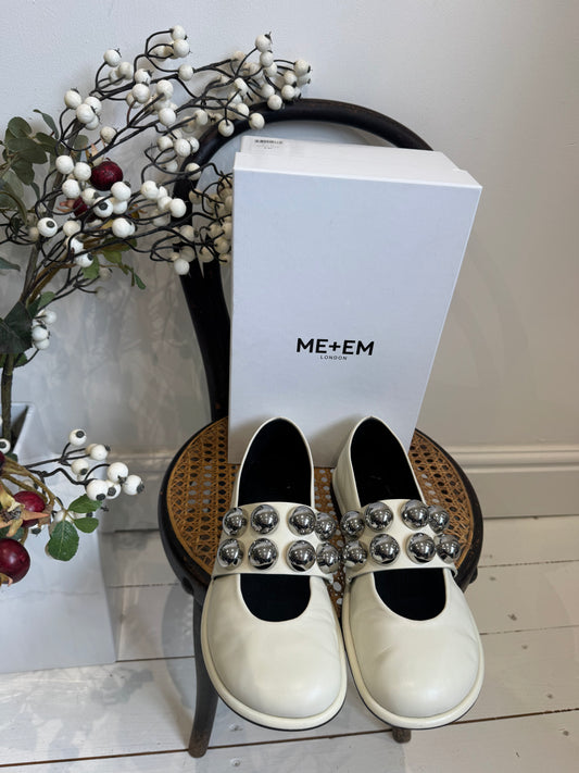 ME+EM off-white leather ballet flats with oversized studs