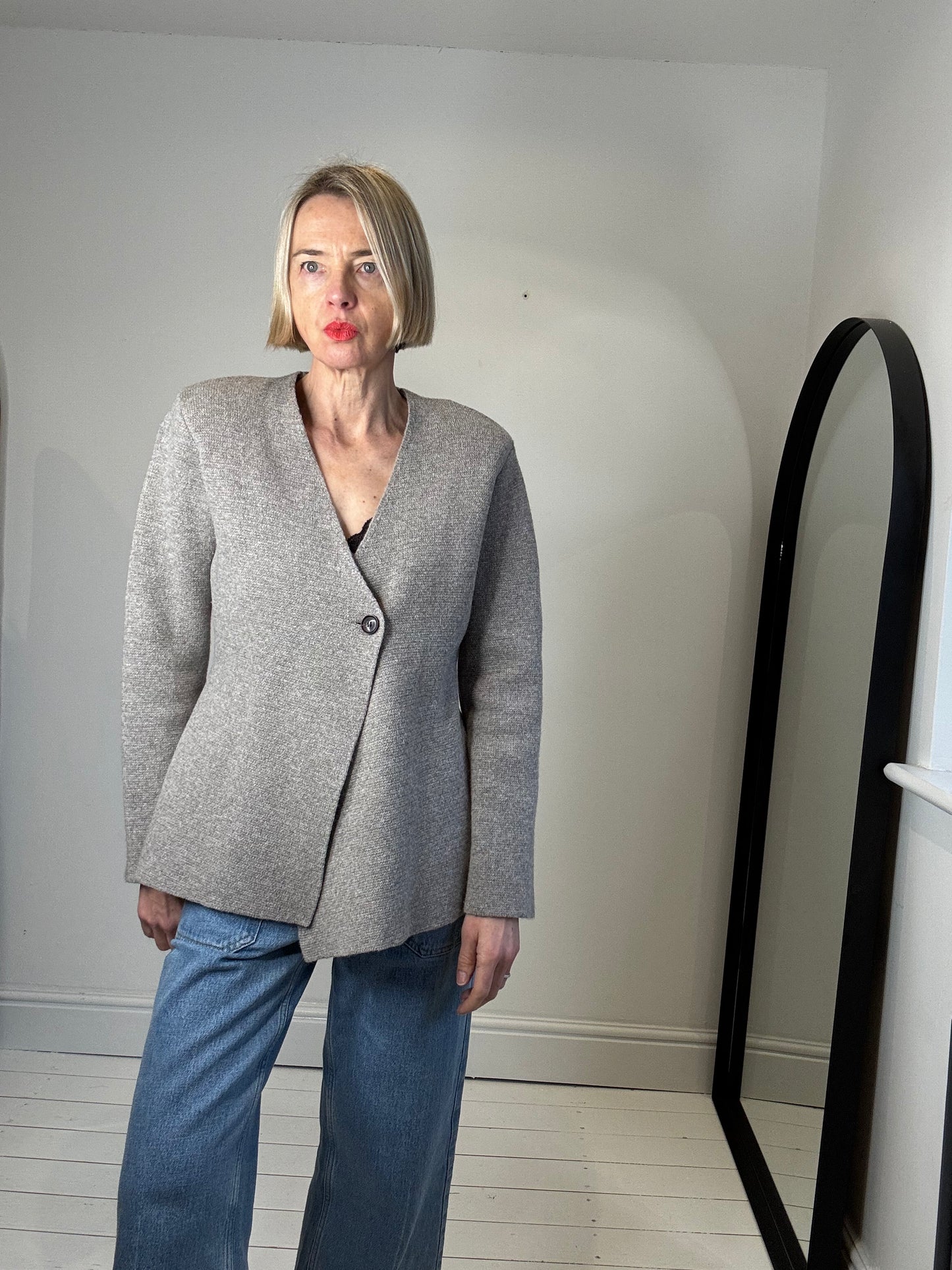 Wool asymmetric cardigan