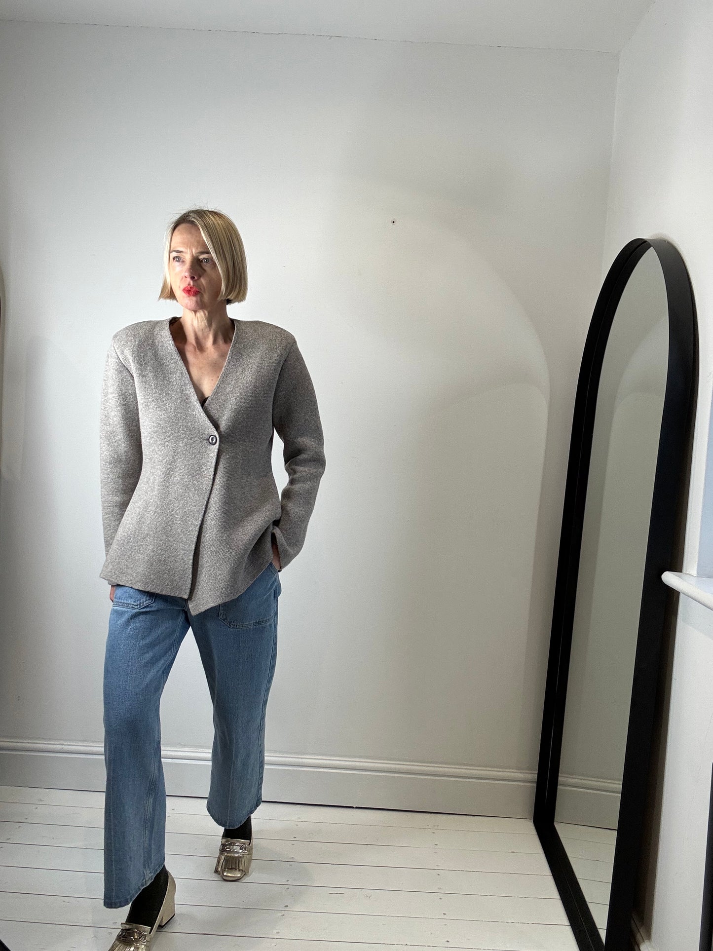 Wool asymmetric cardigan