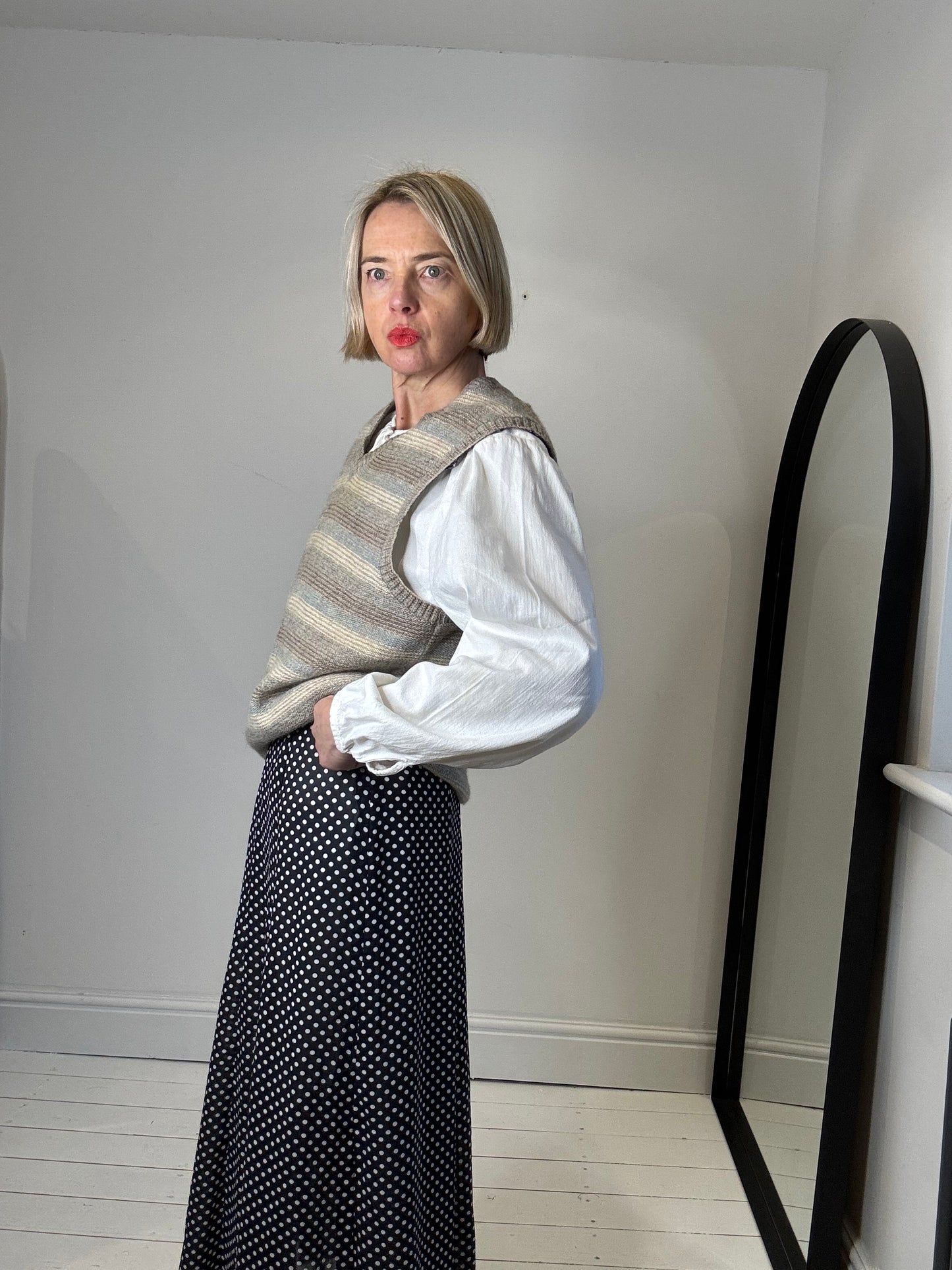Polka dot midi skirt