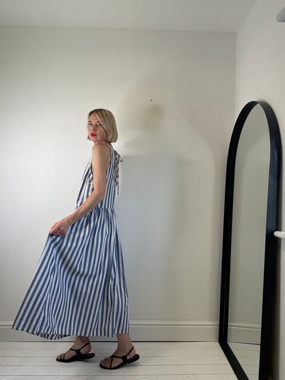 Vertical stripe tie back dress