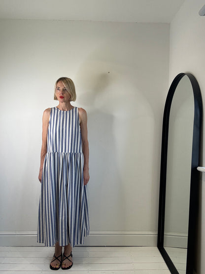 Vertical stripe tie back dress
