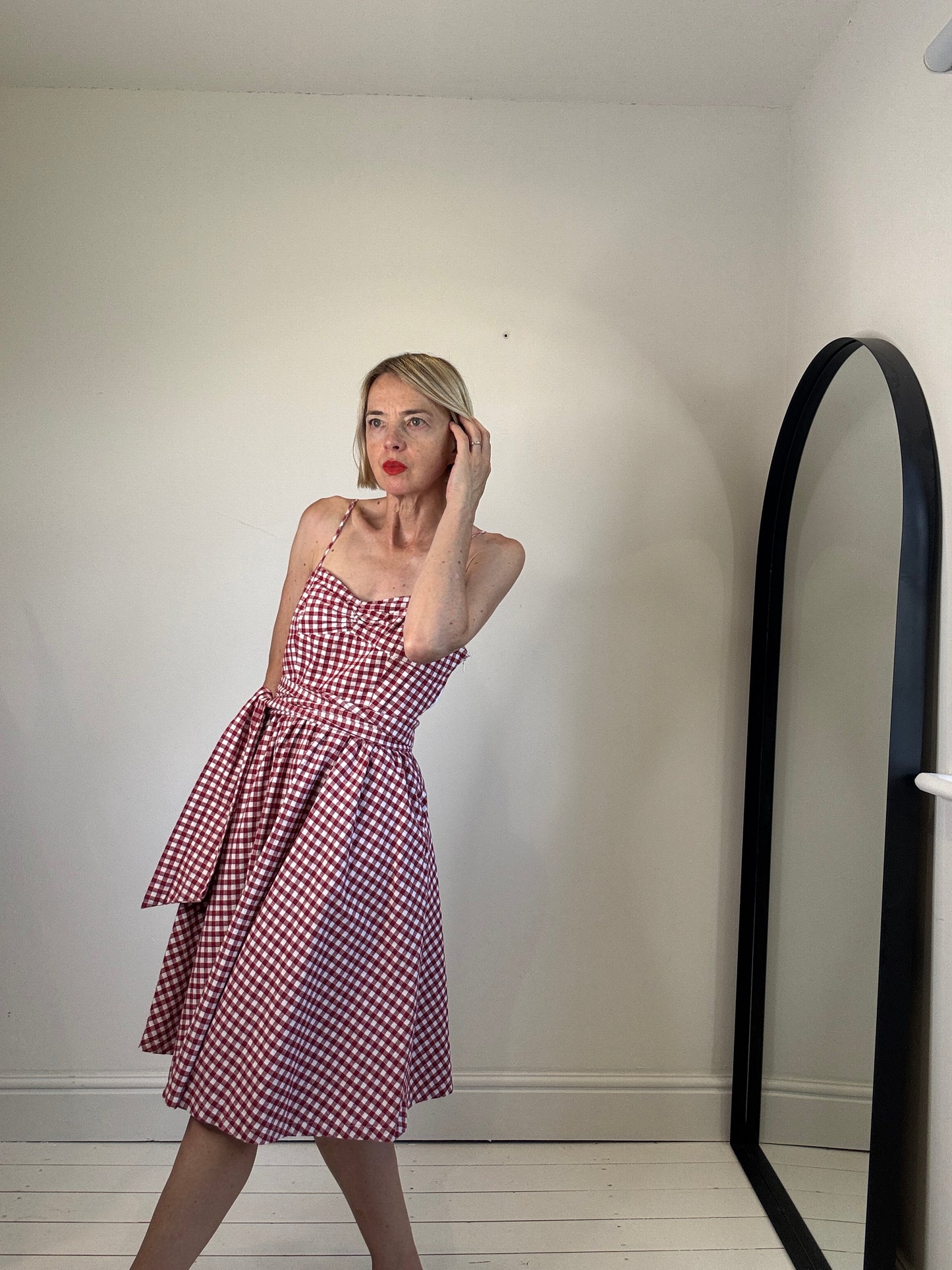 Gingham full skirt dress