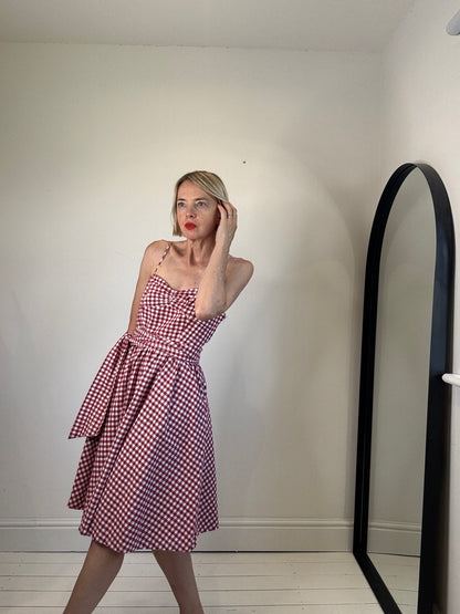 Gingham full skirt dress