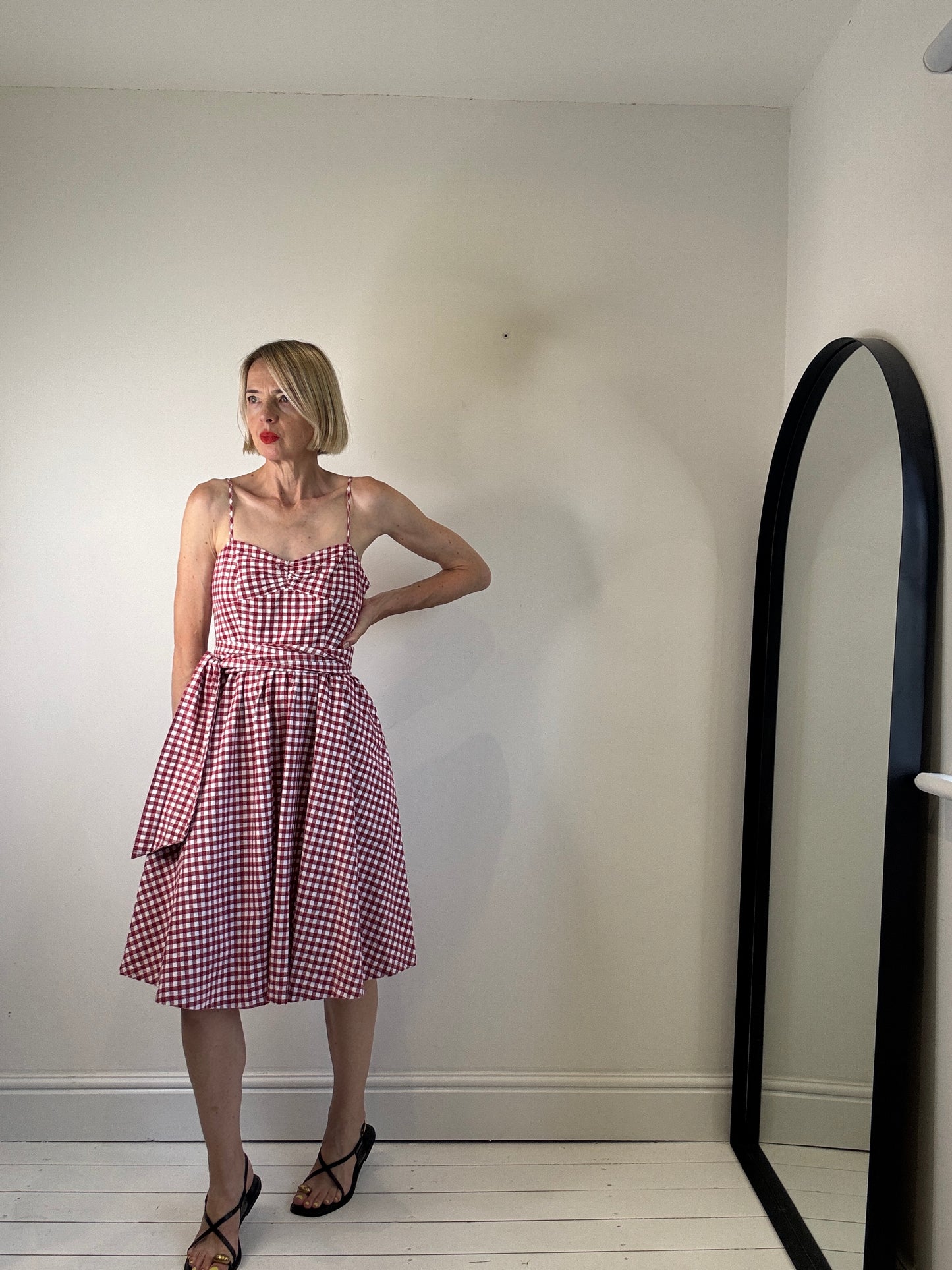 Gingham full skirt dress