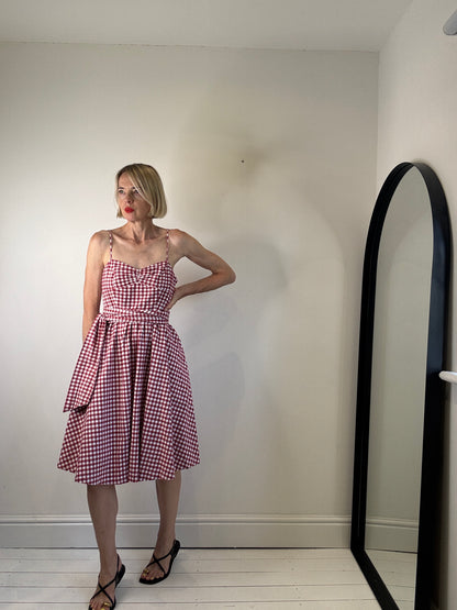 Gingham full skirt dress