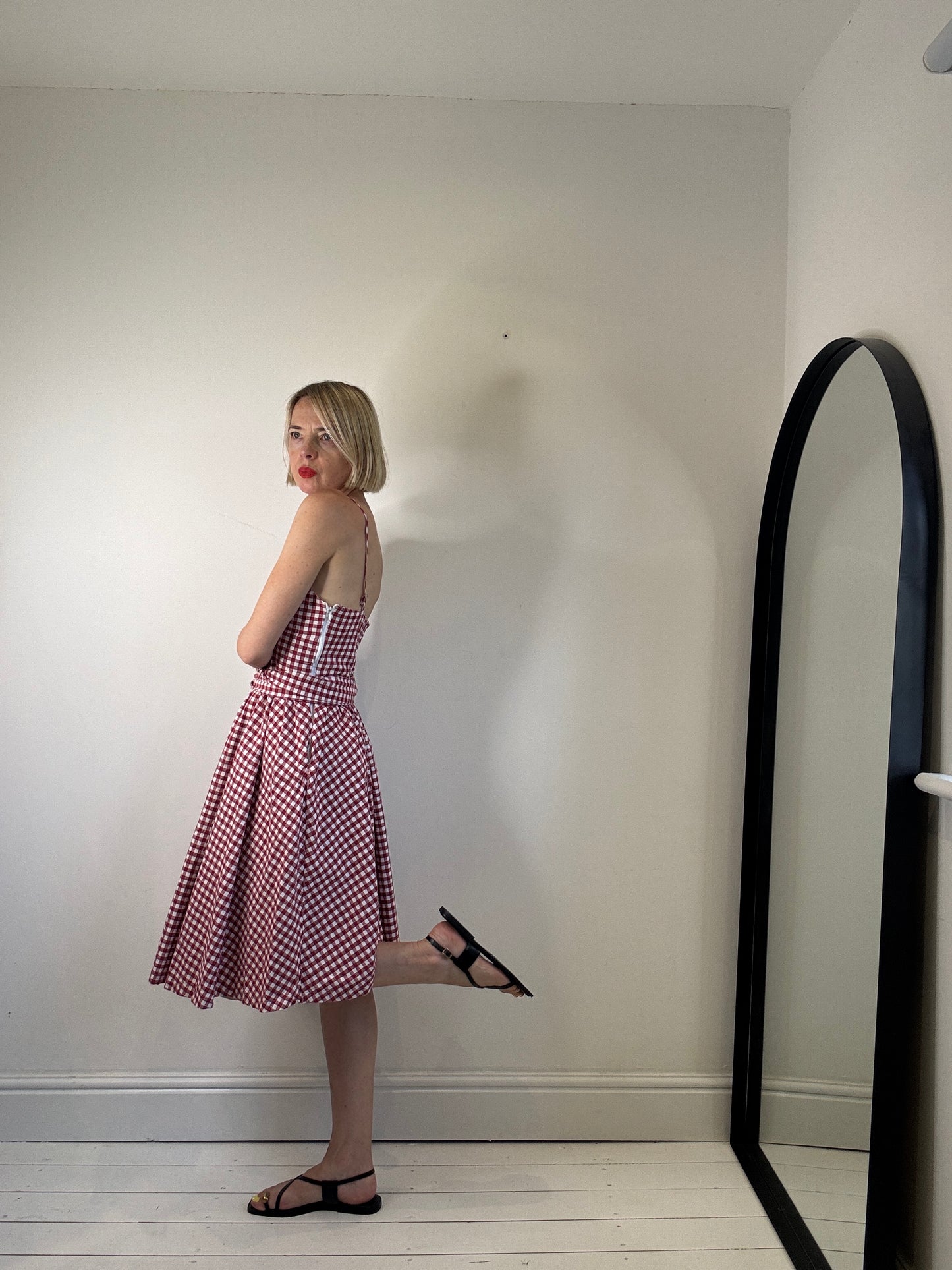 Gingham full skirt dress