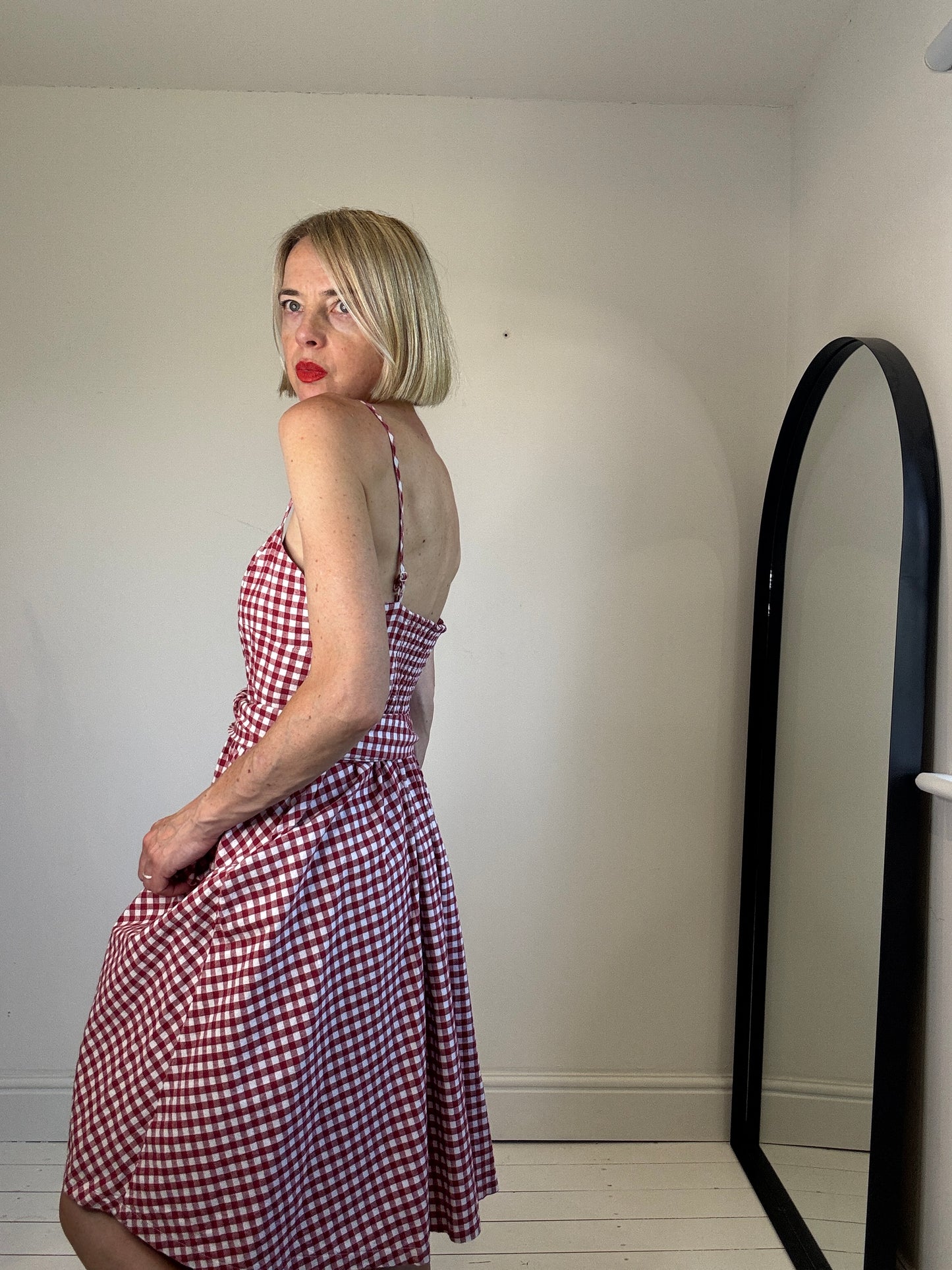 Gingham full skirt dress