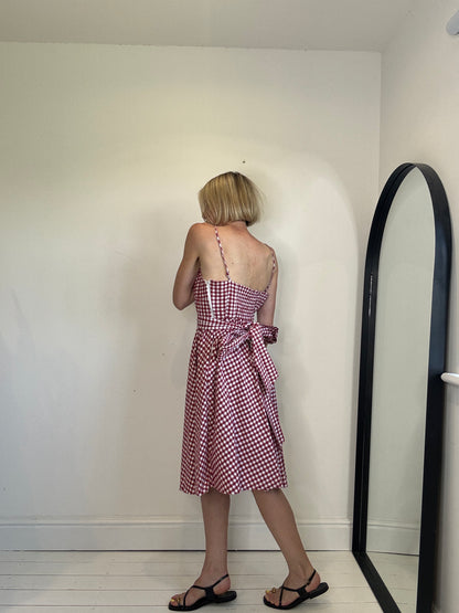 Gingham full skirt dress