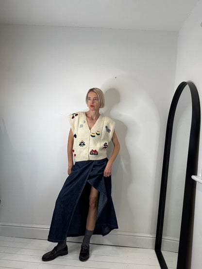 Denim wrap skirt