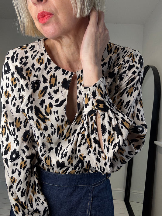 Leopard print crepe blouse