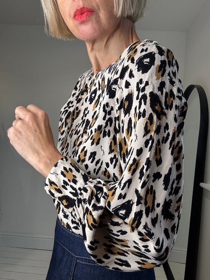 Leopard print crepe blouse