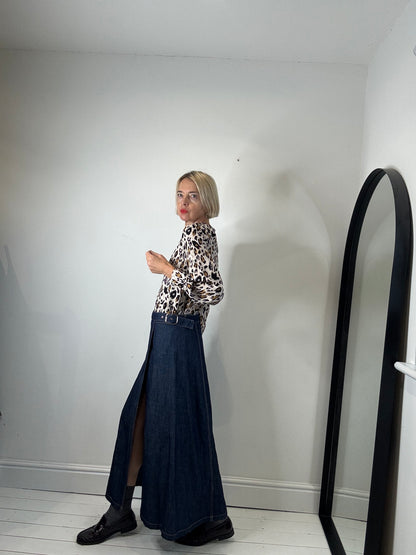 Denim wrap skirt