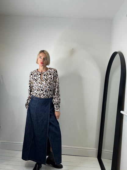 Denim wrap skirt