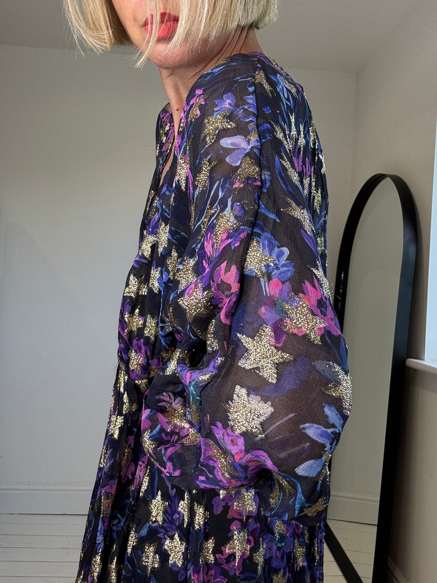 Metallic star chiffon dress