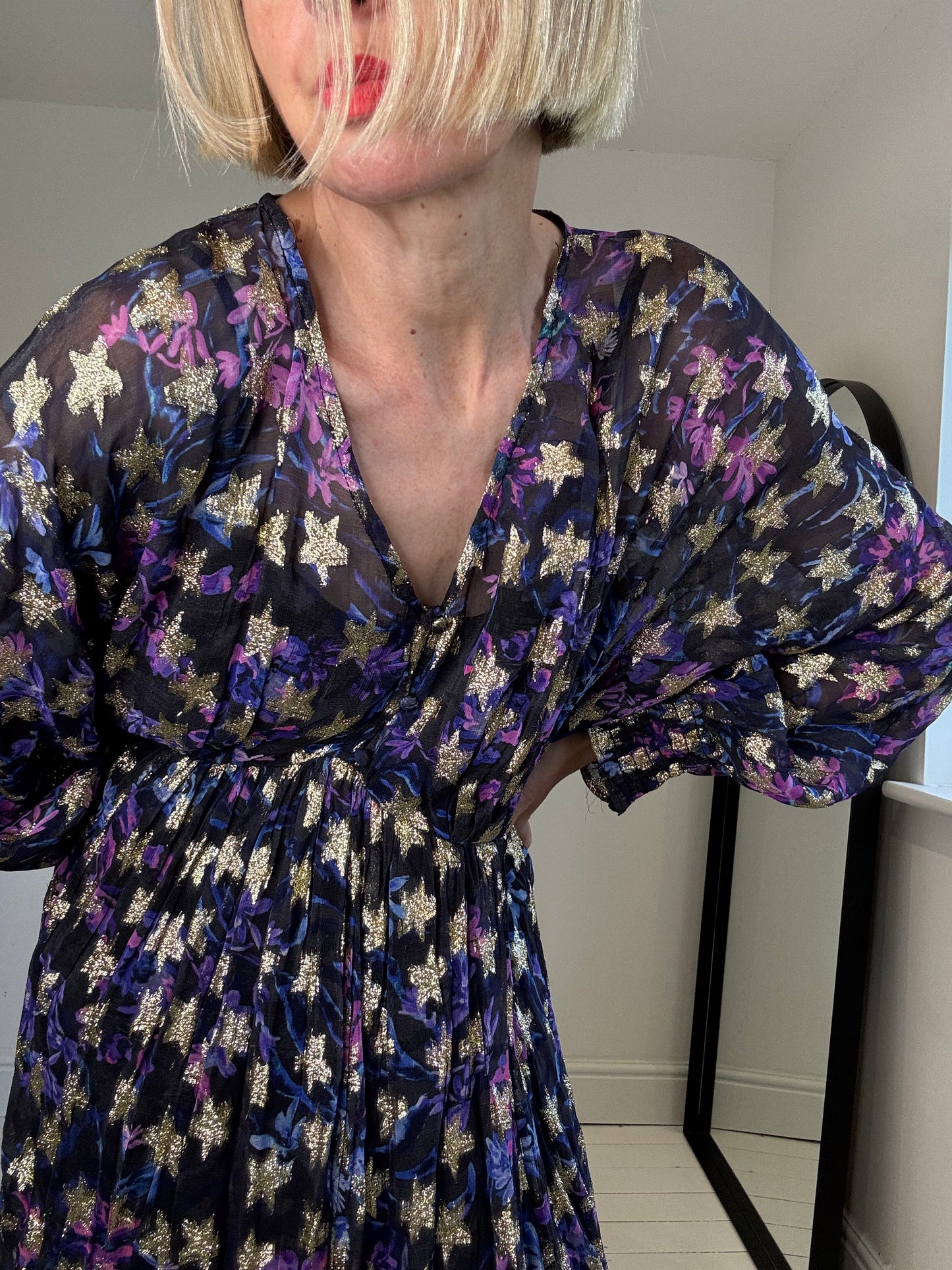 Metallic star chiffon dress