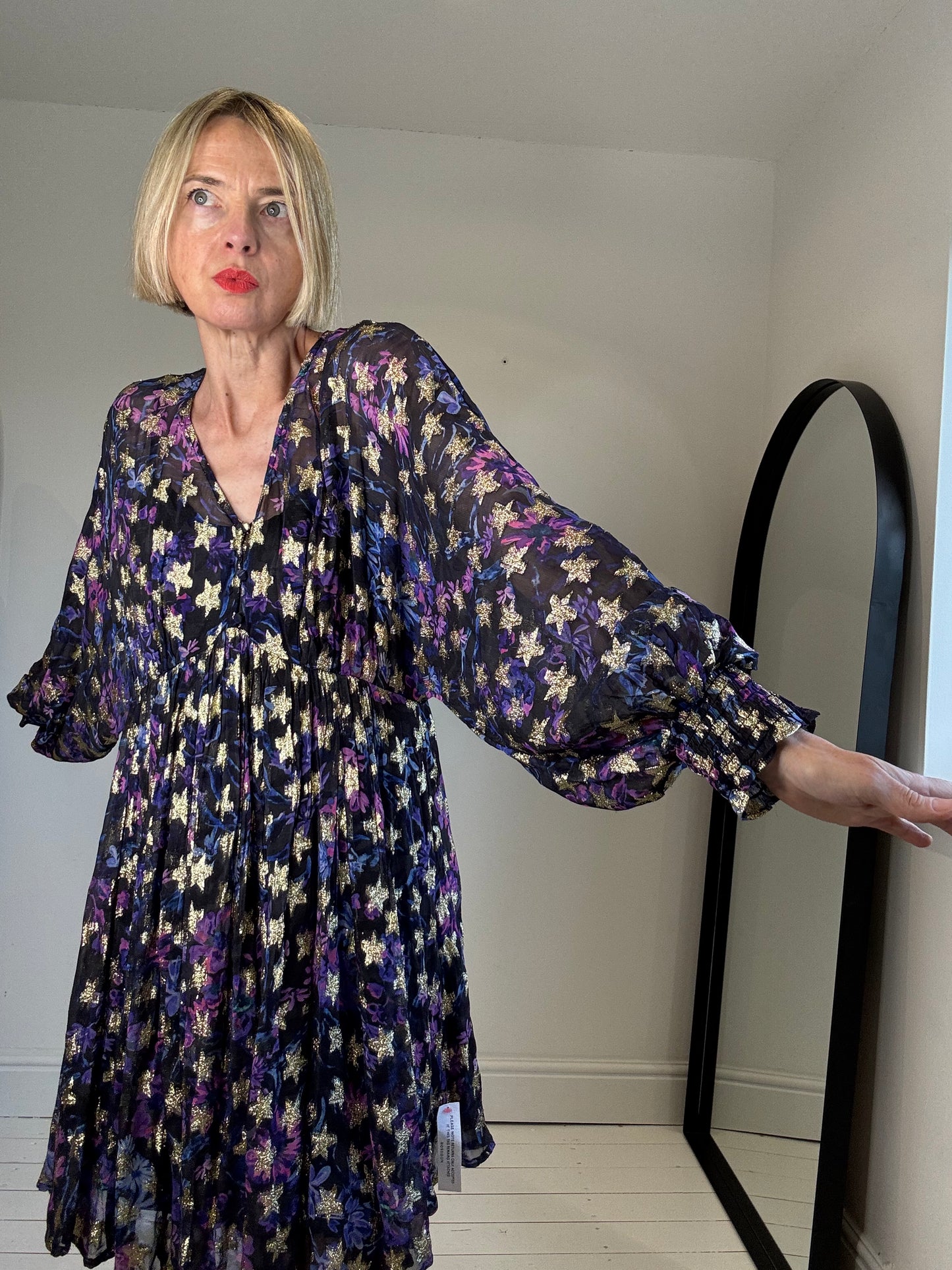 Metallic star chiffon dress