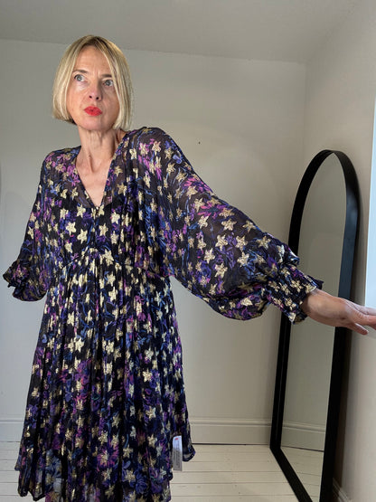 Metallic star chiffon dress