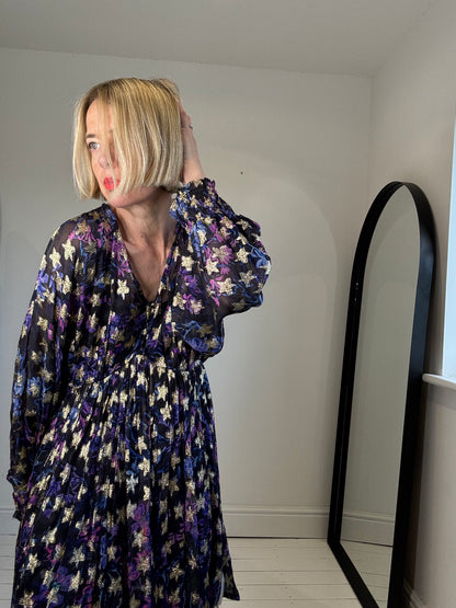 Metallic star chiffon dress