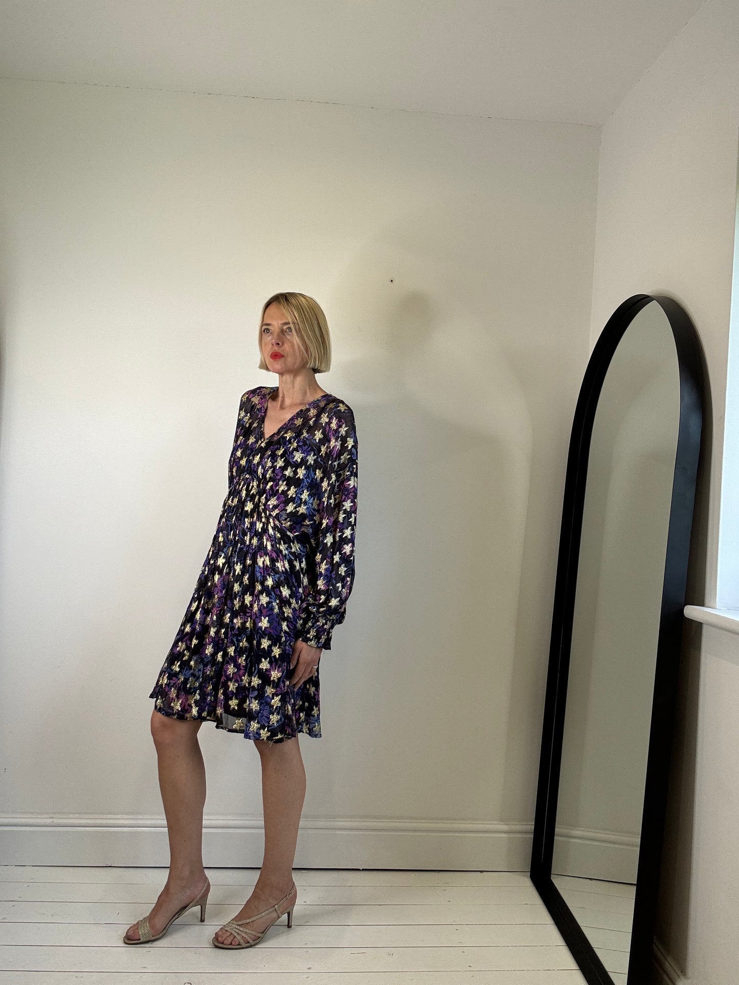 Metallic star chiffon dress