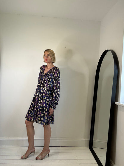 Metallic star chiffon dress